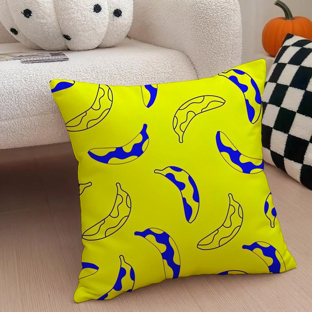 Pastoral Simple Handdrawn Banana Cushion Cover Throw Pillow Cover Hidden Button Durable Polyester Chair Cushion