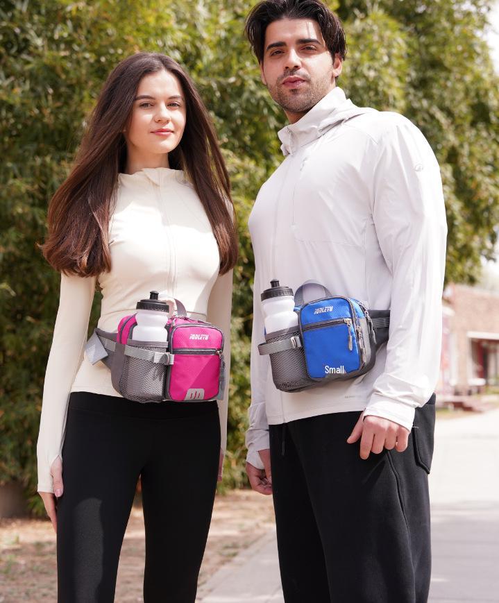 New Large Capacity Fitness Waist Pack with Water Bottle & Phone Holder for Outdoor Sports and Travel