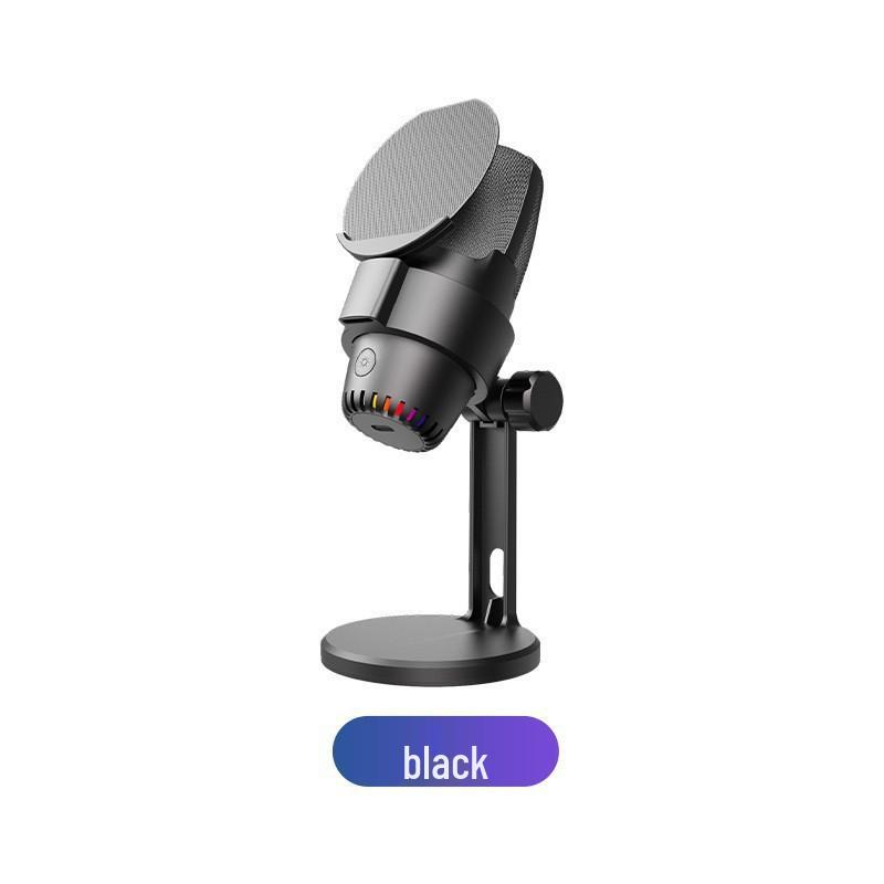 RGB USB Desktop Microphone with One-Key Noise Reduction for Gaming and Live Broadcasts