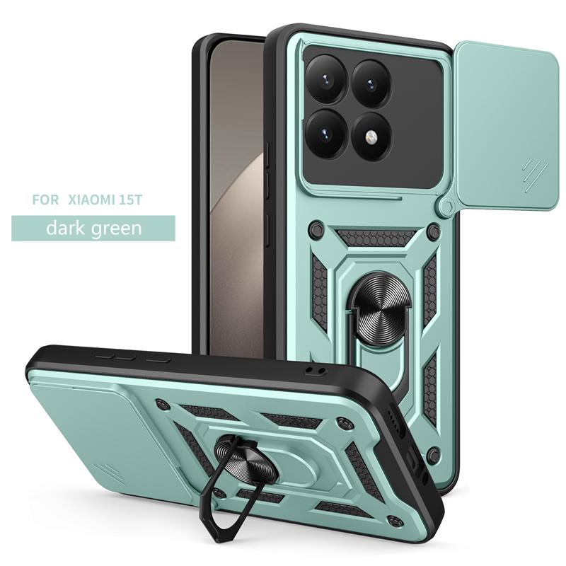 For Xiaomi 15T 5G Case Armor Slide Camera Lens Protection Phone Cover For Mi 15T Mi15t 15 T Xiaomi15T Magnetic Ring Stand Funda