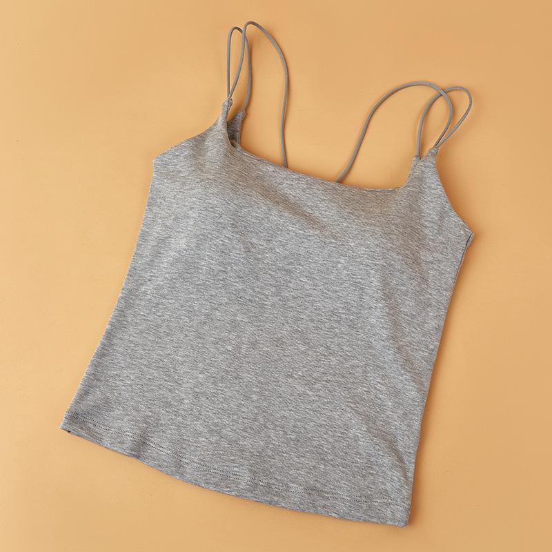 Women s Modal Cotton Camisole with Built-in Bra, Summer Thin Style, No Extra Bra Needed, Beautiful Back Design One Size (85-125 lbs)