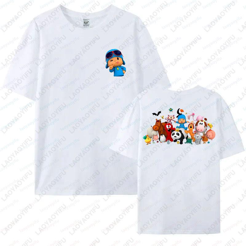 Cute POCOYO Graphic Cotton Tshirts For Unisex Women Casual Style Cartoon Short Sleeve Crew Neck Summer Streetwear Kawaii Tops Gift