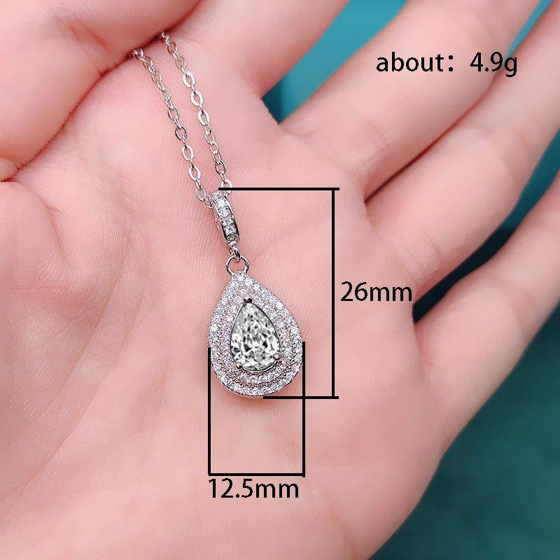 Fashionable Water Droplet Pendant Necklace Collarbone Chain, Available In Multiple Colors, Pear Shaped Cut Synthetic Zircon, Elegant Jewelry