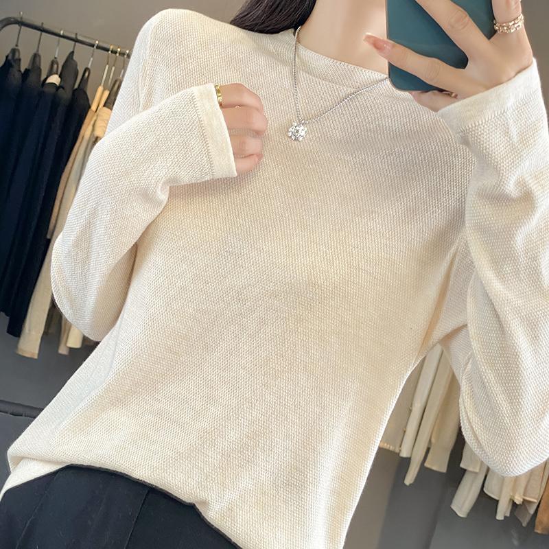 Dámský celoroční svetr z 50% vlny a 50% hedvábí | Lehký teplý pulovr z příze | Luxusní úplet z kašmírového hedvábí