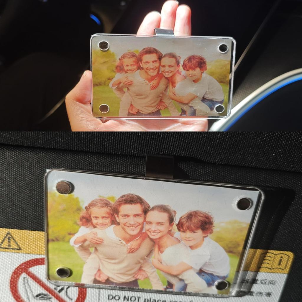 4 Pack Car Sun Visor Photo Holder, Acrylic Magnetic Personalized Photo Holder car Picture Frame, Photo Car Visor Clip, Personalized Car Accessories