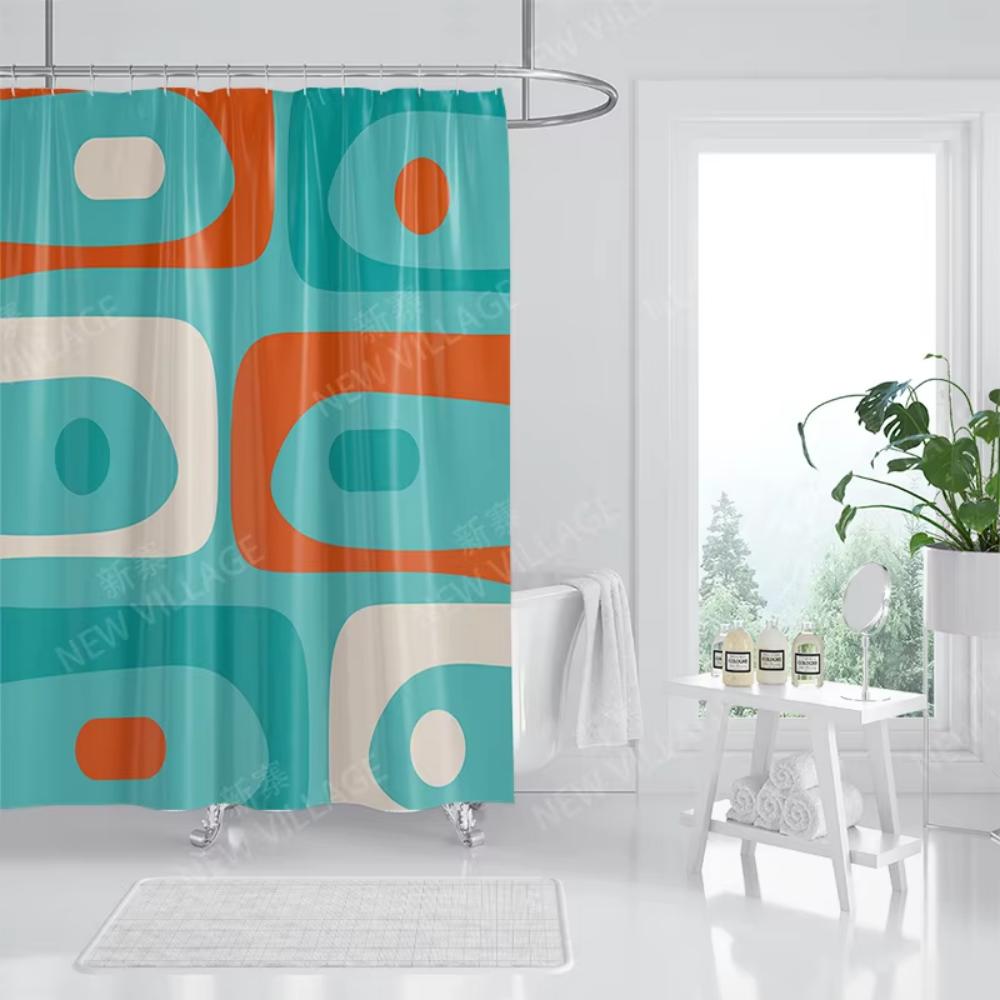 VIKAMA Nordic Minimalist Printed Shower Curtain, Water-Proof And Washable. For Bathroom Windows, Bathtub Bath Curtain Home Decor