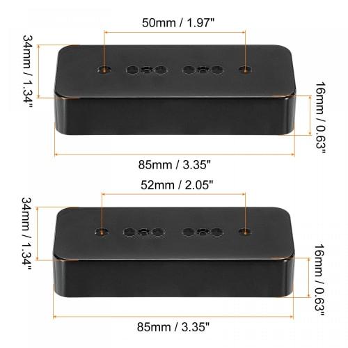 uxcell Guitar Pickup Covers, Dual Coil Pickup Plastic Closed Shell for Electric Guitars, 50mm and 52mm Pole, P90, Black, 2 Pieces