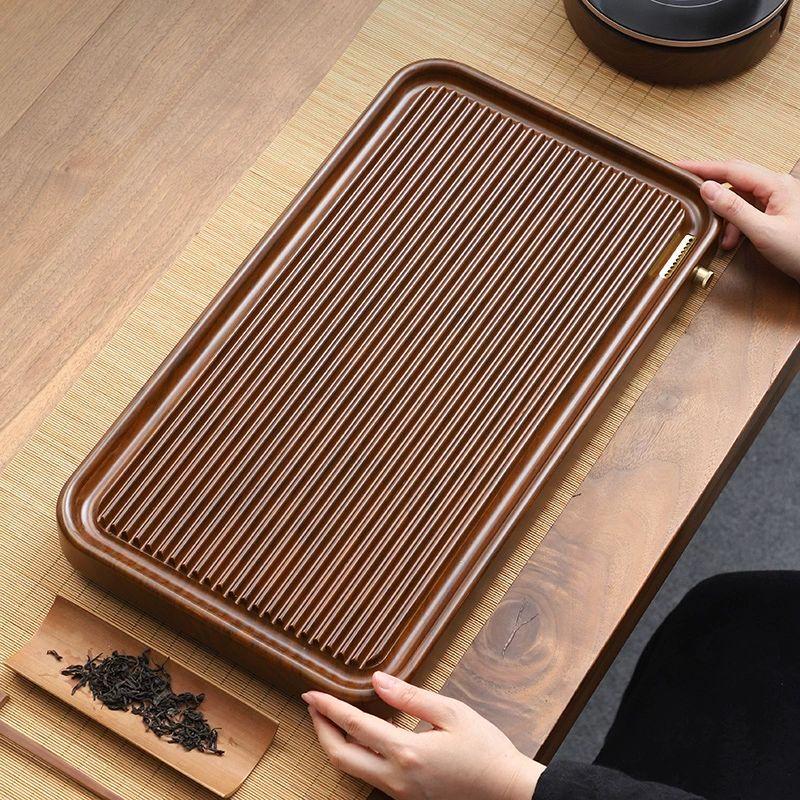 High-end Bakelite & Bamboo Tea Tray with Drainage