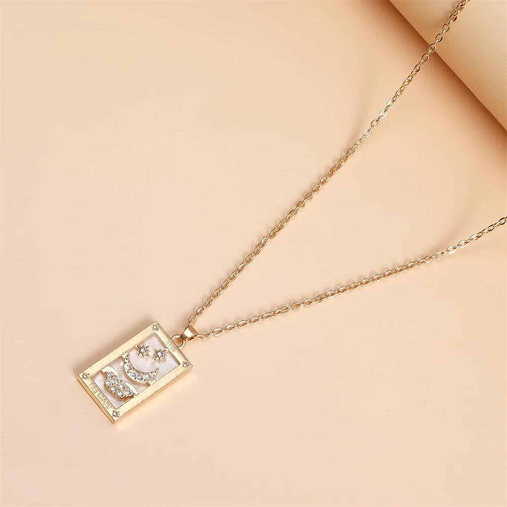 

Маг Таро Королева Влюбленные Луна Звезда Ожерелья Удача Металлический Кулон Чокер Модные Ювелирные Изделия Украшения Подарки для Друзей Женщин