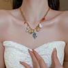 2025 French Vintage Metal Charms Necklace for Women Chili Love Conch Pearl Pendent Elegent Necklace Drip Glaze Luxury Jewelry