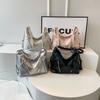 Cute Bow Underarm Bag PU Leather Designer Tote Bag Solid Color Casual Daypack with Zipper Satchel Purse for Women