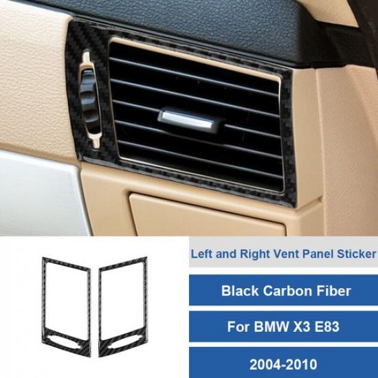 2x Carbon Fiber Front Side AC Air Vent Outlet Cover Sticker For BMW X3 E83 04-10