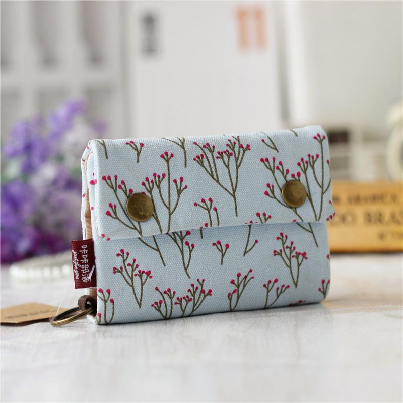 Women's Fold Card Wallet Canvas Cartoon Key Organizer Coin Purse Small Pouch Female Money Bag  for Girls