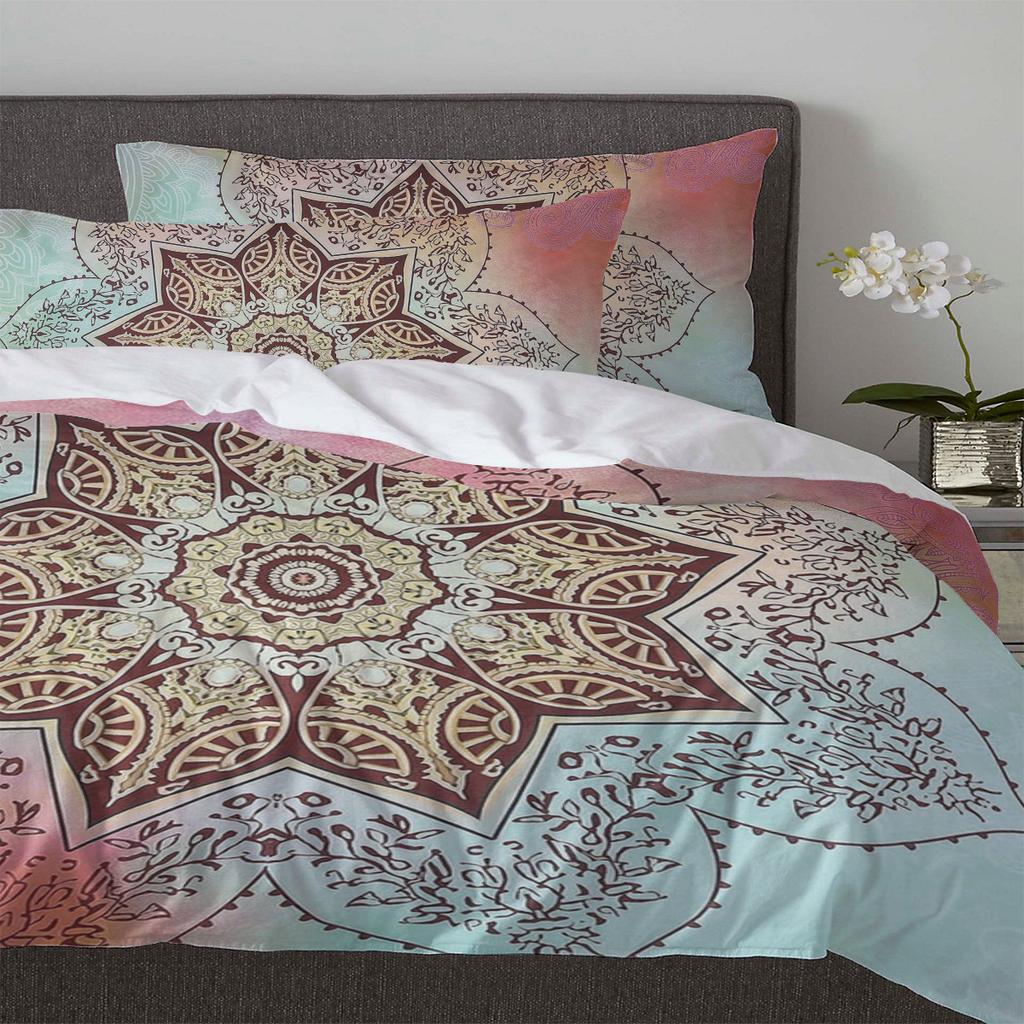 Mandala Gradient Flower Duvet Cover Bed Ložní prádlo Bytový textil Prošívané povlečení Povlaky na polštáře Ložnice Dvojlůžko Ložní prádlo Bez prostěradla