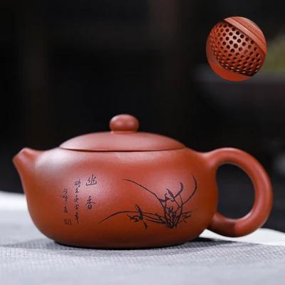 

1PCS Yixing handmade purple clay teapot original ore, gold section mud clip large ball hole teapot zisha tea set