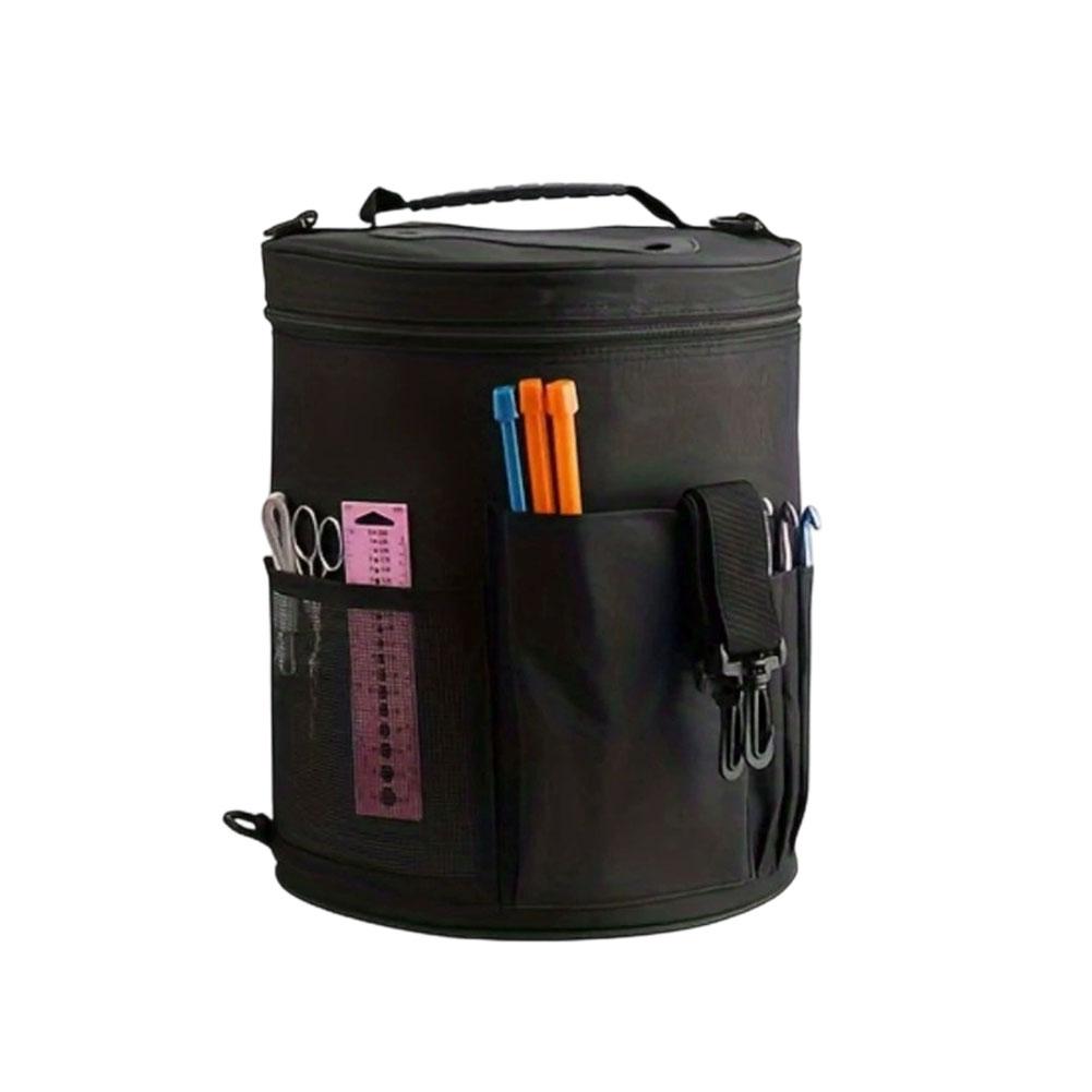Large Capacity Crochet Bag Yarn Crochet Tote Bag Portable with Front Yarn Needles Hooks Pocket Knitting Tool Storage Bag