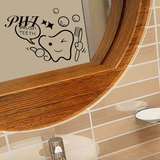 Desen animat Periați-vă dinții Periajul de dinți Cameră de duș Vinil Autocolant Murale Decor de perete