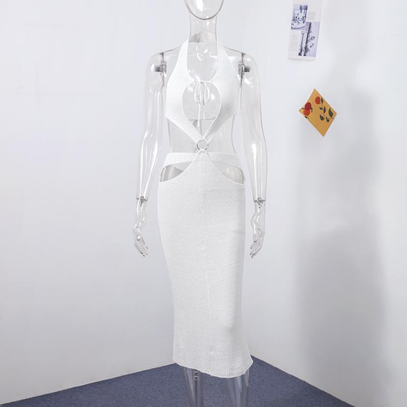 

Сексуальное ажурное трикотажное платье для женщин с V-образным вырезом, на шнуровке, без рукавов, с открытой спиной, облегающее платье для бедер, женское платье 2025 года, весна-лето, женское платье L