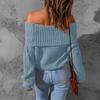 Pull pour femme coupe ample épaules dénudées couleur unie manches longues