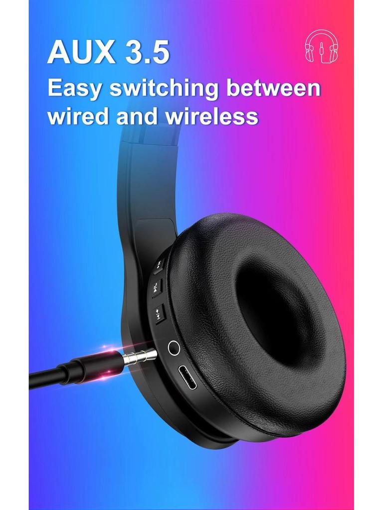 Wireless Over-Ear Bluetooth Headset with Type-C for Computers and Phones - Ideal for Gaming
