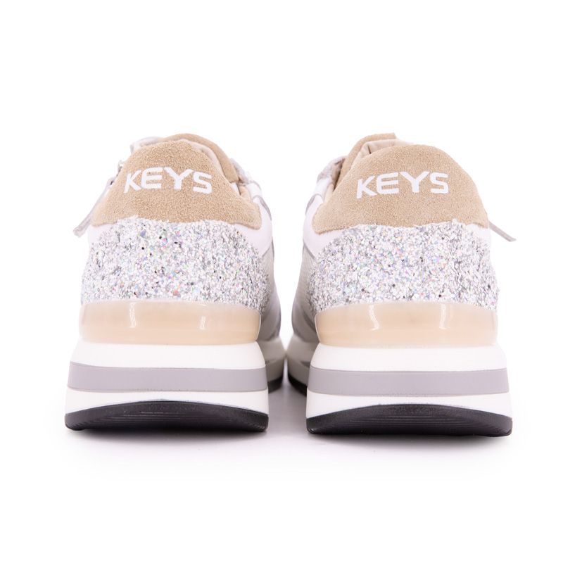 Baskets compensées cuir nuances de beige semelle épaisse blanche Femme sportwear KEYS