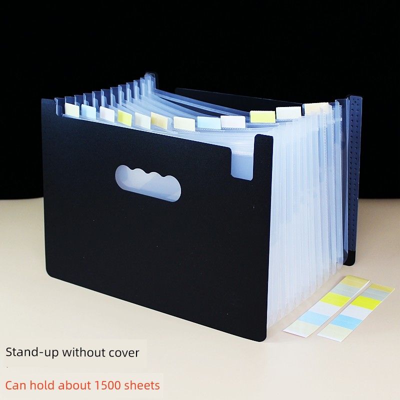 A4 Folder Large Capacity Desktop Storage File Handbag Multi-Layer Classification Materials Expanding File Multi-Functional Office Supplies White 13 Layers