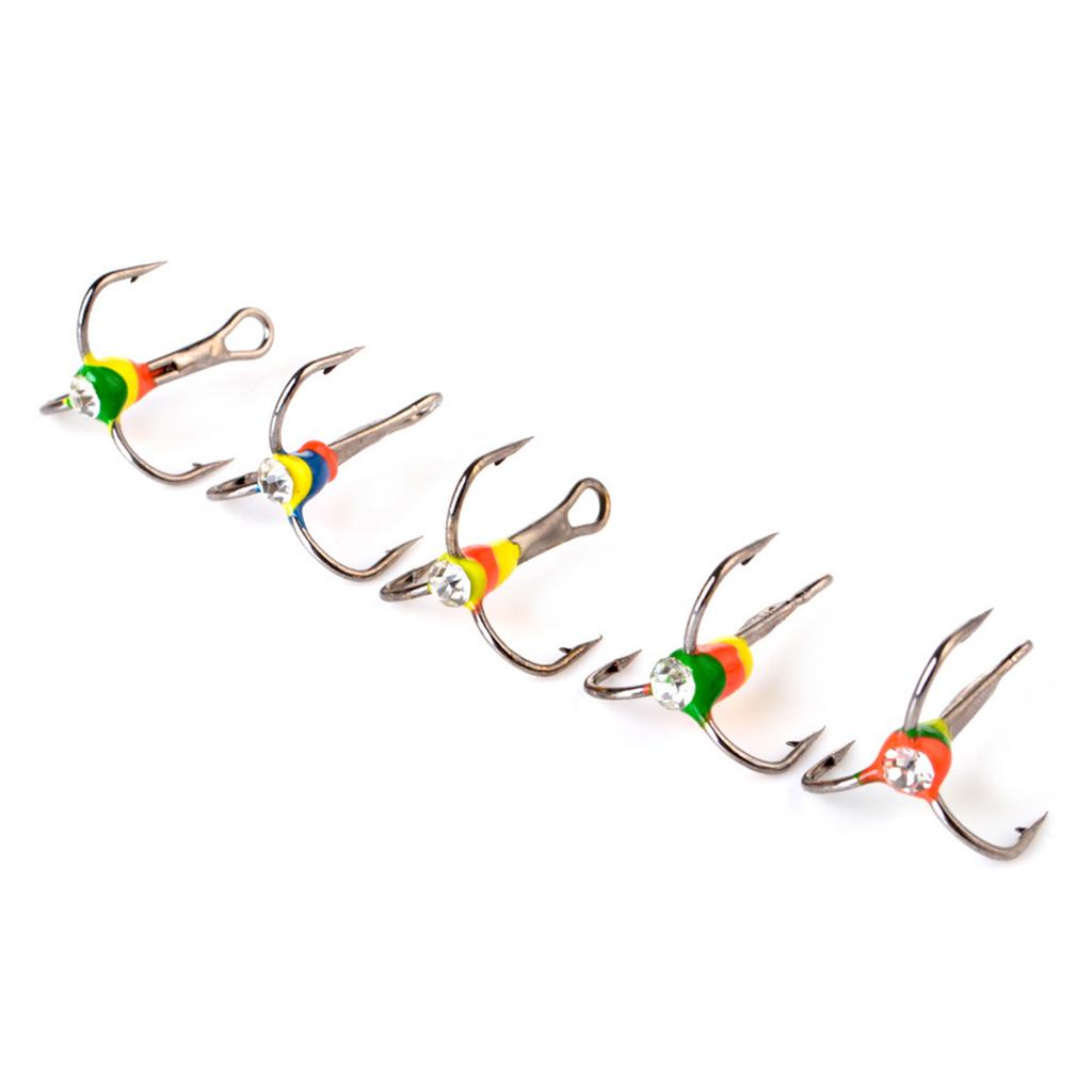 5 Stück Größe 6/8/10/12 Winter Eisangelhaken Meeresangeln Drei Haken Haken aus Kohlenstoffstahl Drilling Angelzubehör