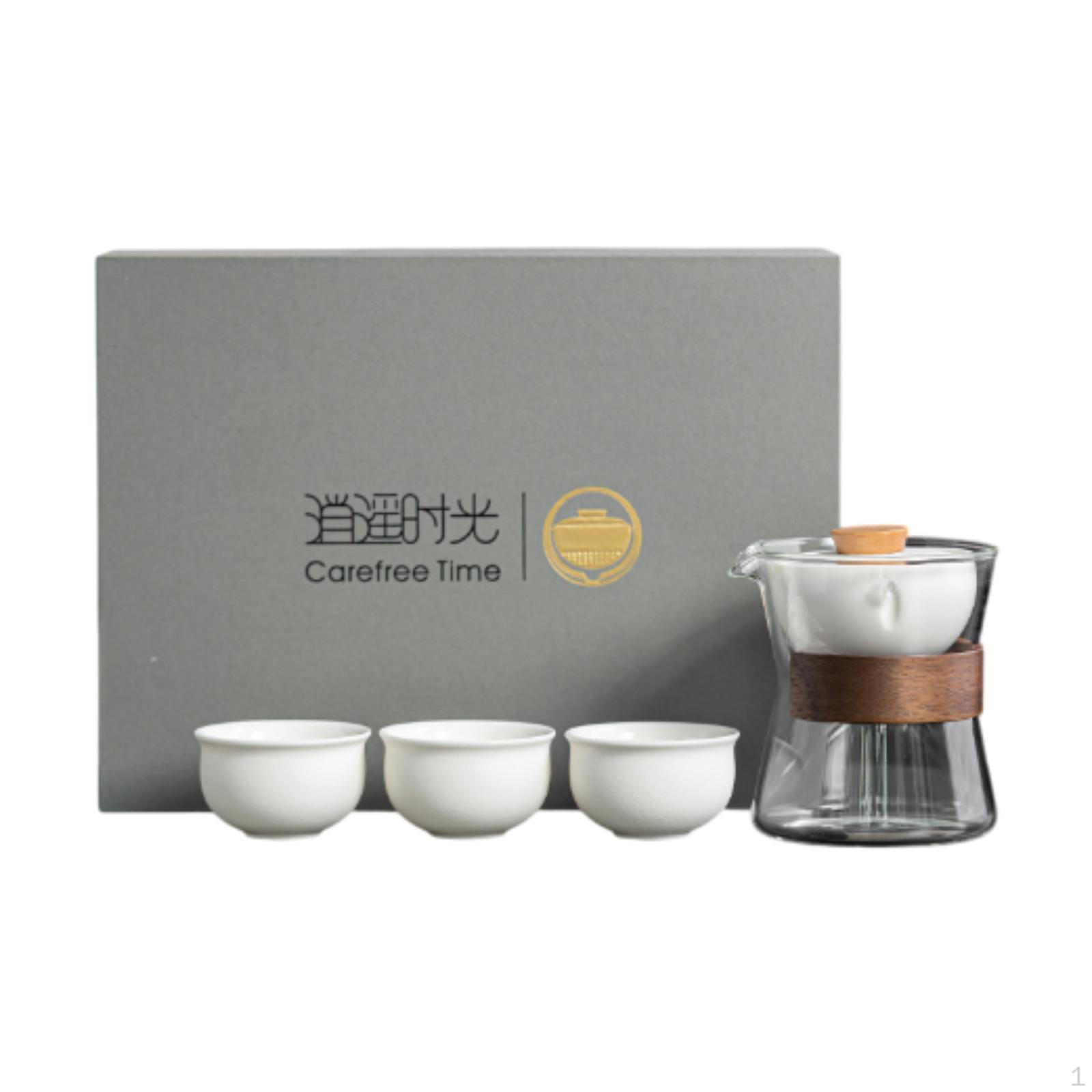 

Дорожный набор для чая, прозрачный чайник на 3 чашки, портативный съемный заварник для заваривания чая из листьев для дома