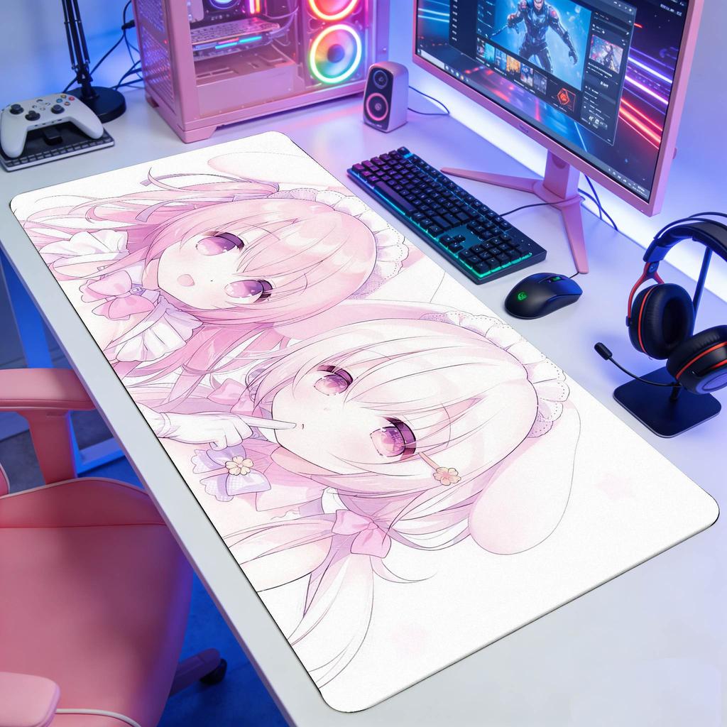 Anime Beautiful Girl Themed Mouse Pad Extended Gaming Desk Mat Universal Keyboard Mat for Office and Gaming