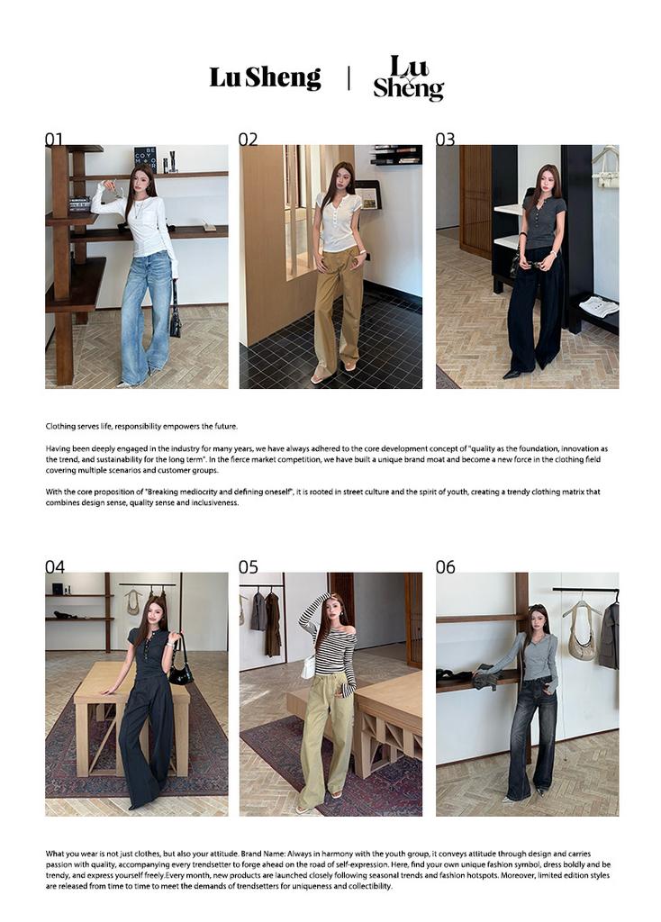 American retro washed scimitar old jeans men's and women's design cat whisker loose wide leg silhouette trousers