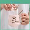 Mug Cute Ceramic Creative Crown Coffee Mug Milk Cup With Spoon Lids Coffee Tea Cup 300ml Capacity Water Mugs Xmas Gift