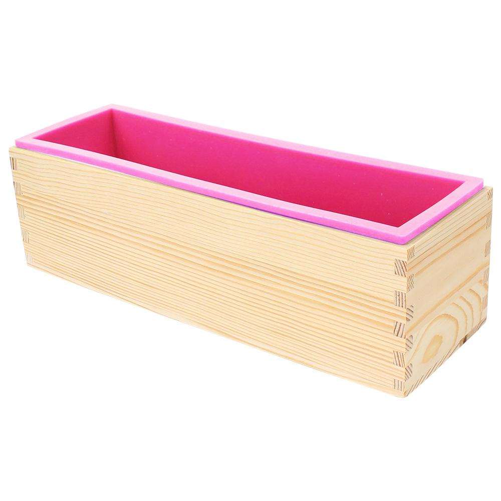 

Toast Cake Loaf Mold Silicone Soap Mold with Wooden Box Rectangular Baking DIY Handmade Tool A