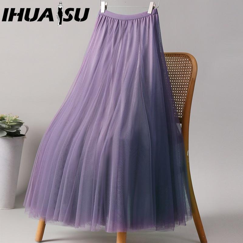 

IHUASU 28 цветов Женская мода Повседневная Летняя Весенняя Юбка XL светло пастельный фиолетовый