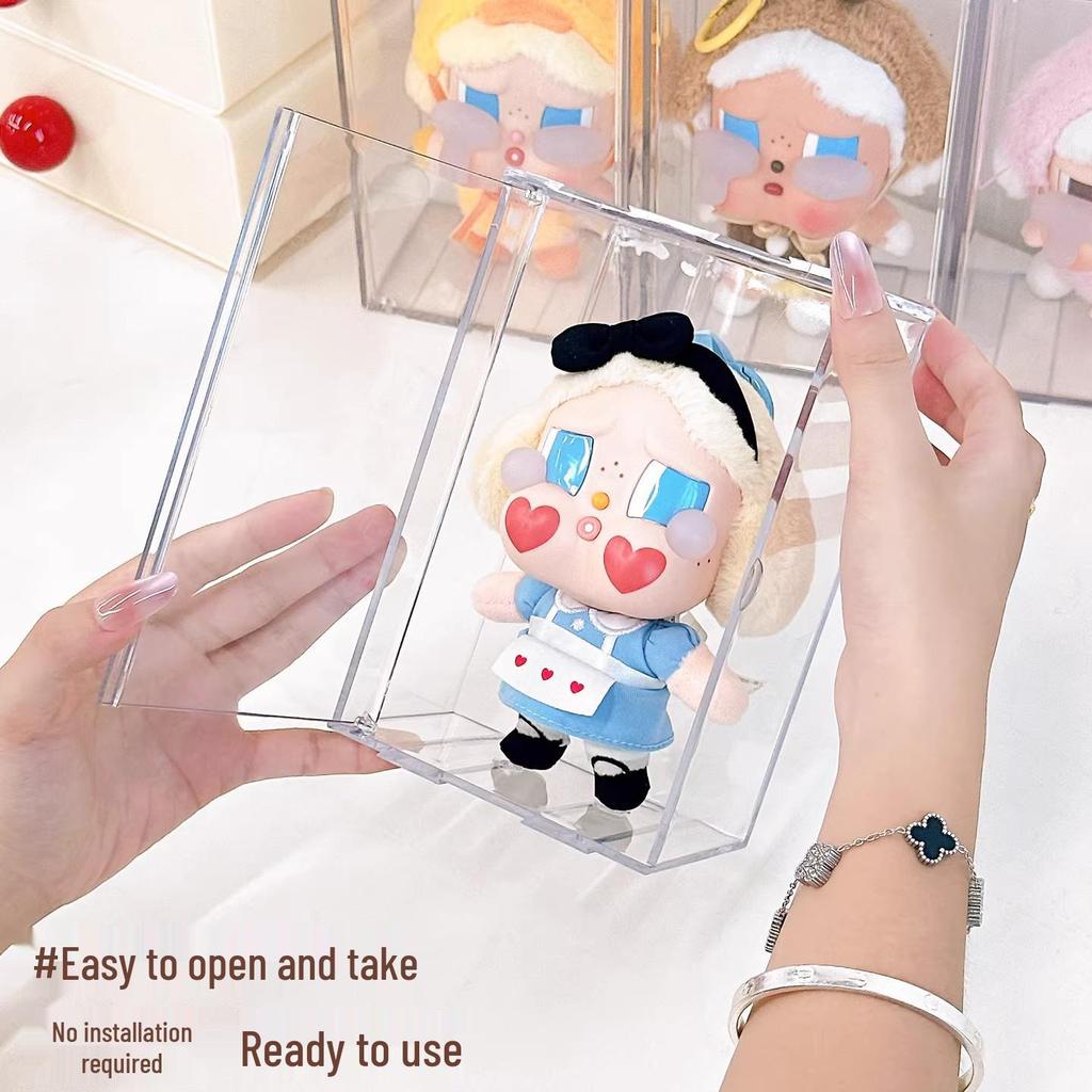 CRYBABY Silicone Keychain Doll Display Stand with Acrylic Dust Cover Cabinet