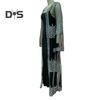 2 Pcs/Set Women Evening Dress Big Swing Shiny Bronzed Cardigan Slip Dress Set See-through Mesh Long Sleeve Coat Cocktail Events Special Occasions