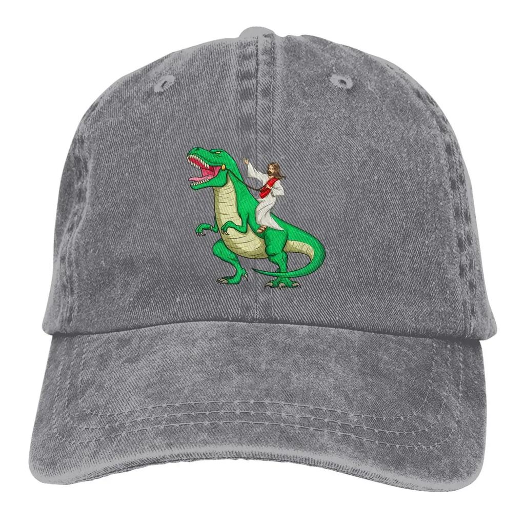 Riding Dinosaur Funny Parody Tyrannosaurus Rex TRex Baseball Caps Peaked Cap Jesus Sun Shade Hats for Men Women