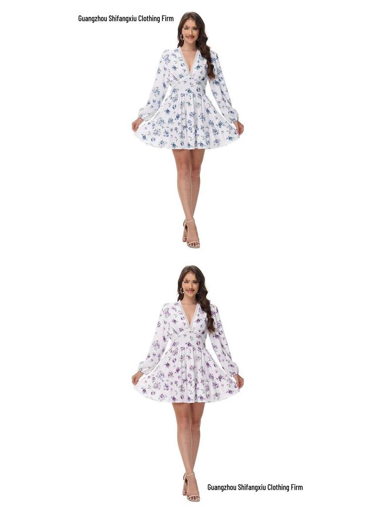 Short Lace Print Dress