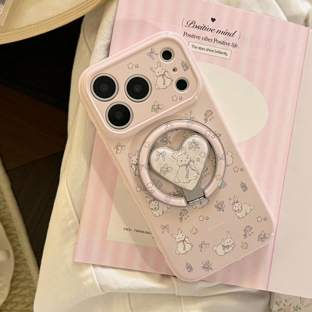 Cute Bunny Heart-Shaped Magnetic Phone Case for iPhone 16, iPhone 17, and iPhone 17 Pro Max