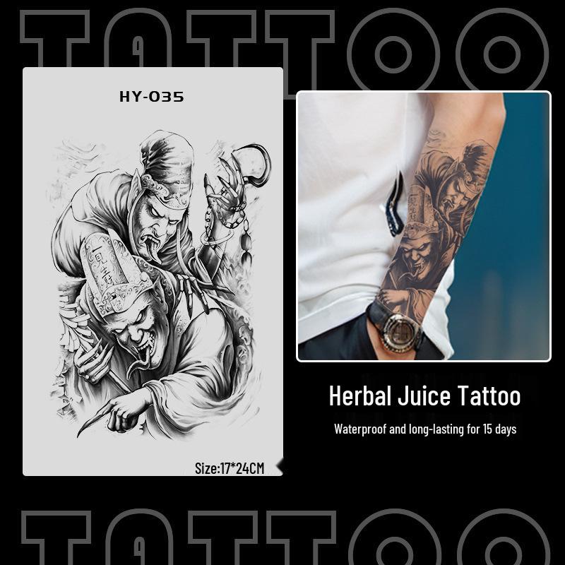 Japanese Traditional Tattoo Waterproof Sticker: Men's Long-lasting Floral Arm Pattern.