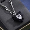 Sweetheart Design Black Zirconia Necklace For Women With Heart Shape And Charming Style