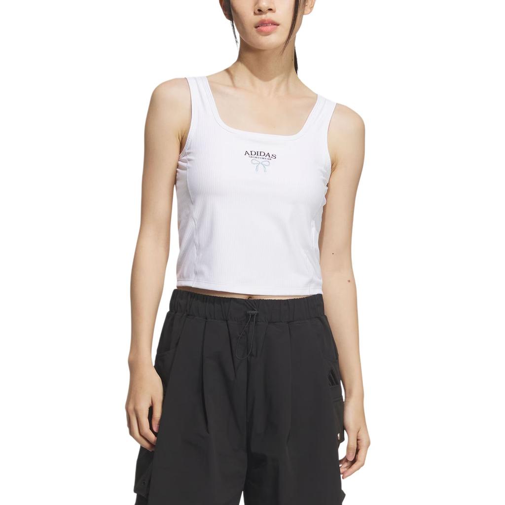 Adidas Sportswear SS25 Rib Slim Tank Top Casual Comfortable Round Neck Sleeveless Sports Vest Women Tops White KE5798