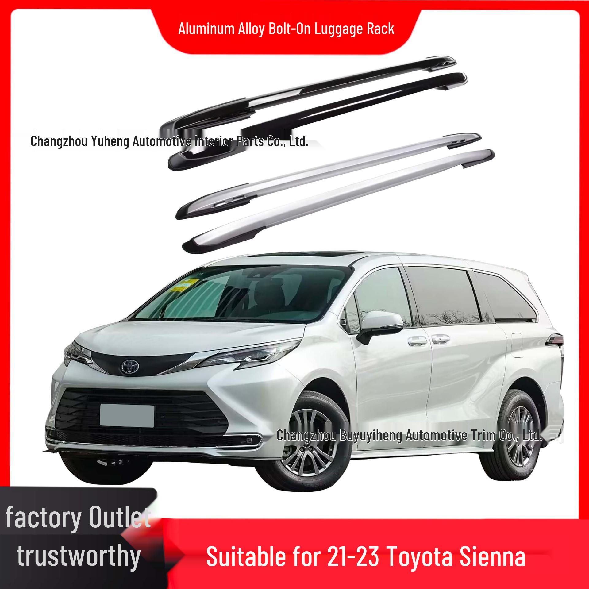 Aluminum Alloy Roof Rack for 2021-2023 Toyota Sienna argento/nero
