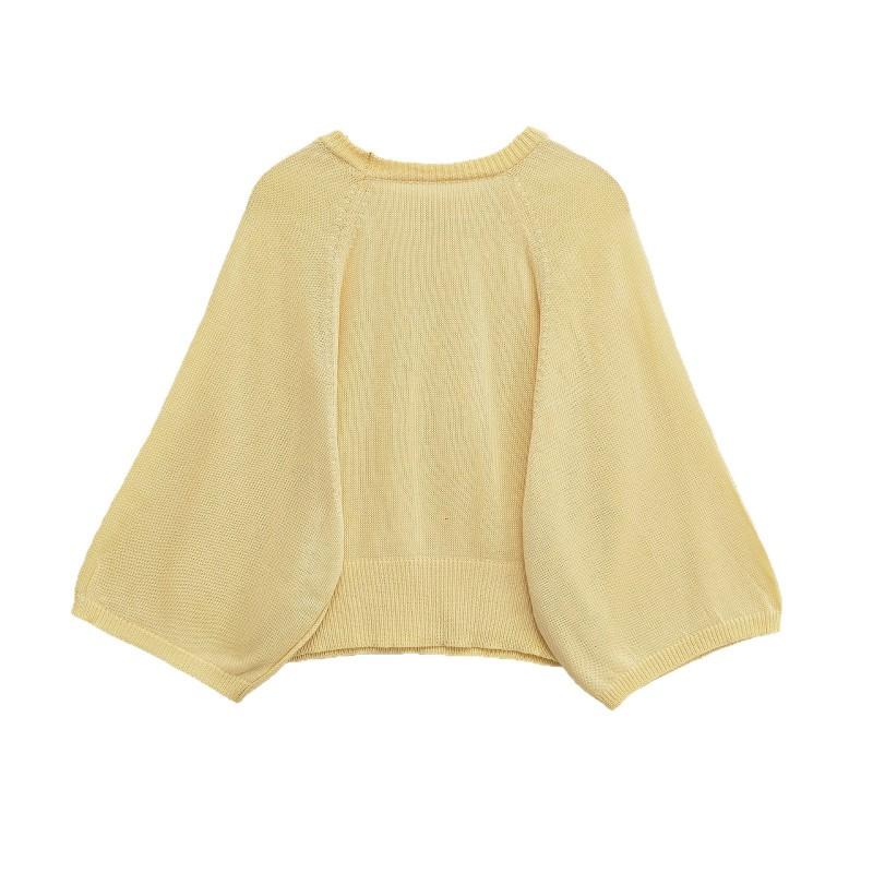 Womens Oversized Knit Sweater Loose Fit Round Neck Batwing Sleeve Solid Color Casual Pullover Top