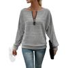 Women's Casual Solid Color Long Sleeve Zip Pullover Top (Autumn/Winter 2025)