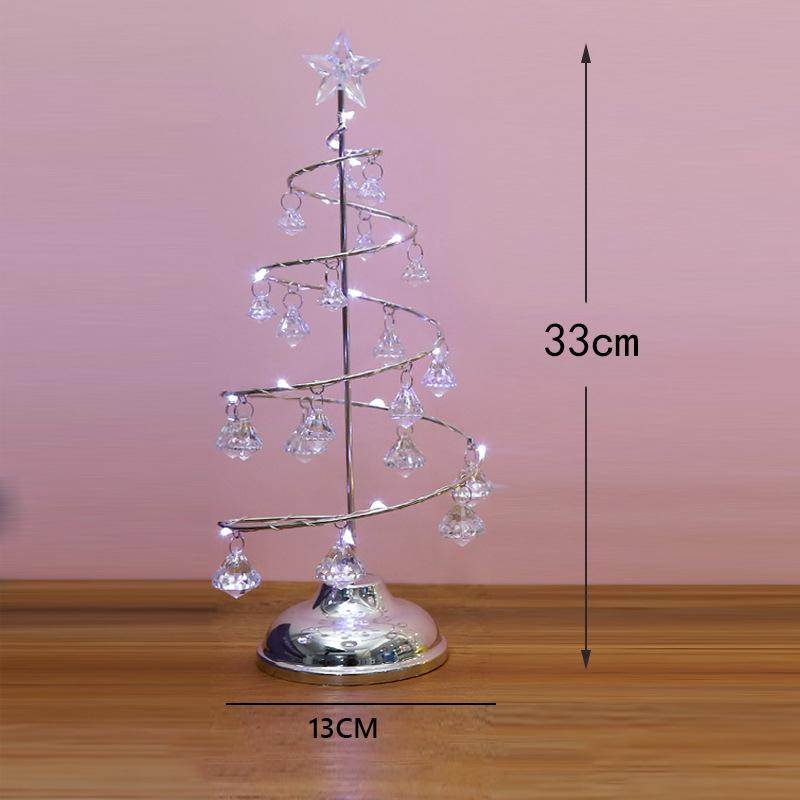 Crystal Star Christmas Tree LED Lights Battery Operated Desk Table Lamp Decorative Iron Tree for Living Room Bedroom