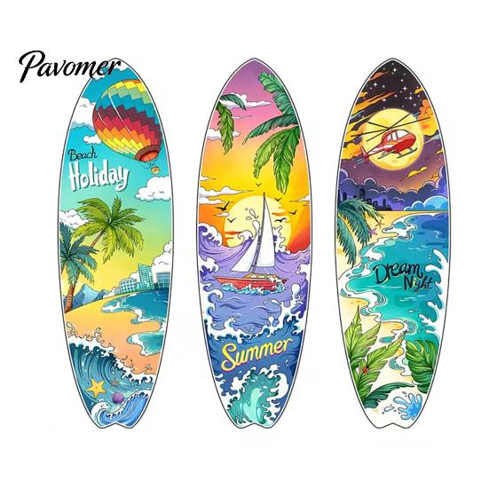 Summer Island Room Decoration 3Pcs Wooden Beach Surfboard Wall Decor, Tropical Ocean Theme Hanging Sign, Seaside Bedroom Ornament for Living Office TV