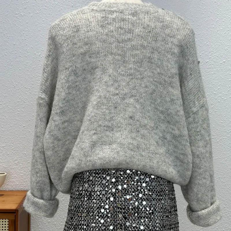 Sweater for Women Autumn Winter Thickened Pullover Warm Knitted Stretchy Long Sleeve Oversize Jumper Tops