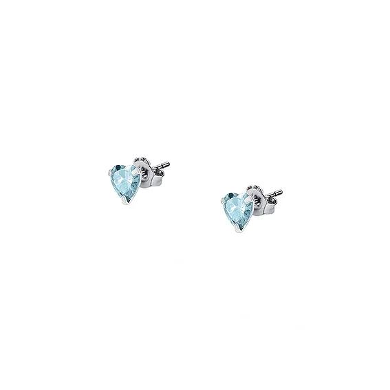 La Petite Story Brincos Prata Com Zircônias Azul Claro LPS01AWV29 Para Mulheres