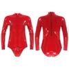 Men's PVC Leather Long Sleeve Leotard Latex Bodysuit Zipper Catsuit Clubwear
