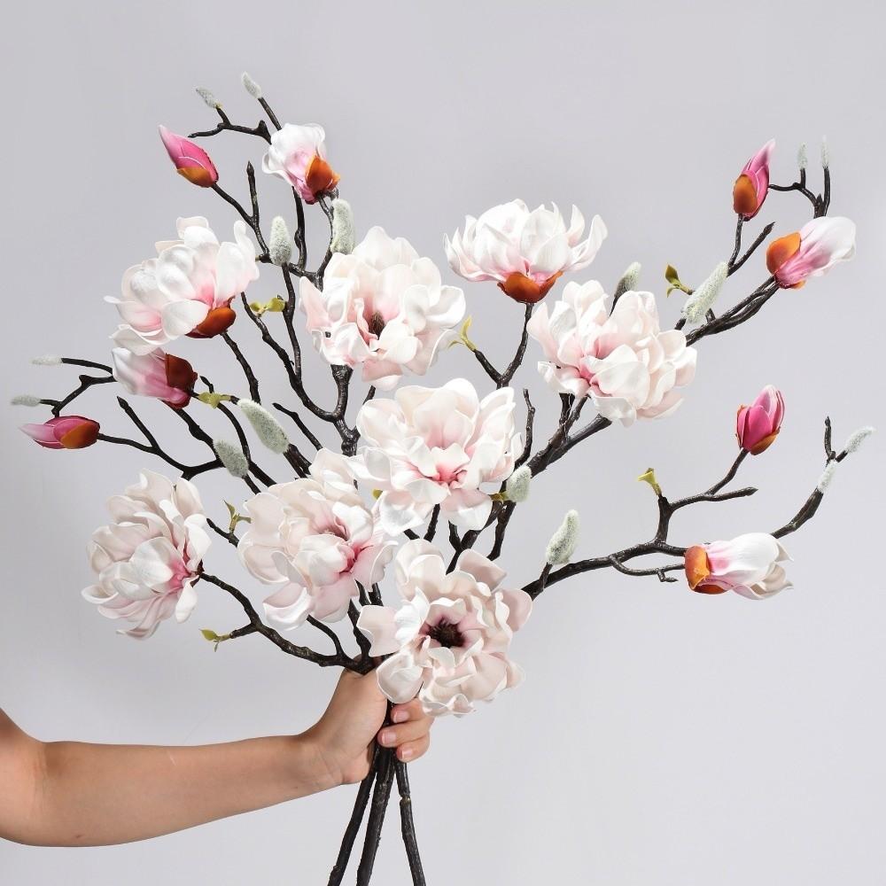 Handmade Simulation Big Magnolia Real Touch Faux Magnolia Branch  Mother's Day Gift